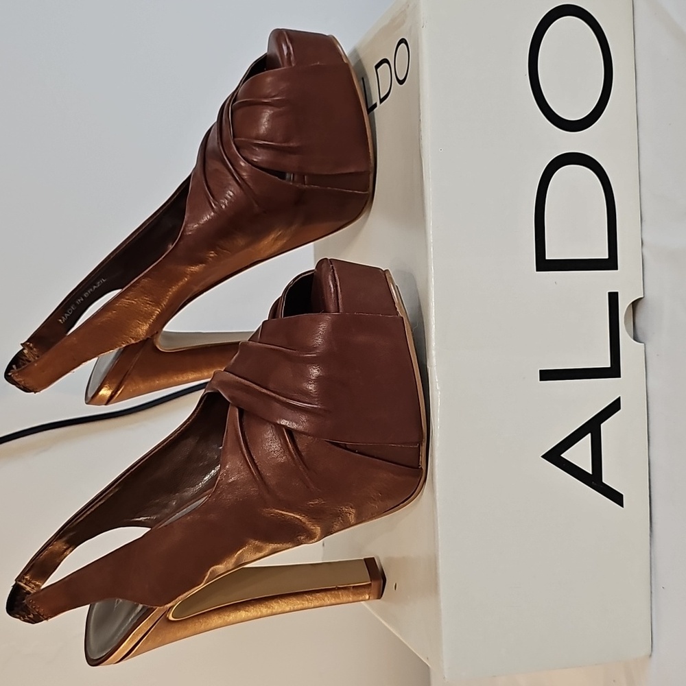 Aldo Destina Brown Platform Womens Pumps Heels sz 7.5/38